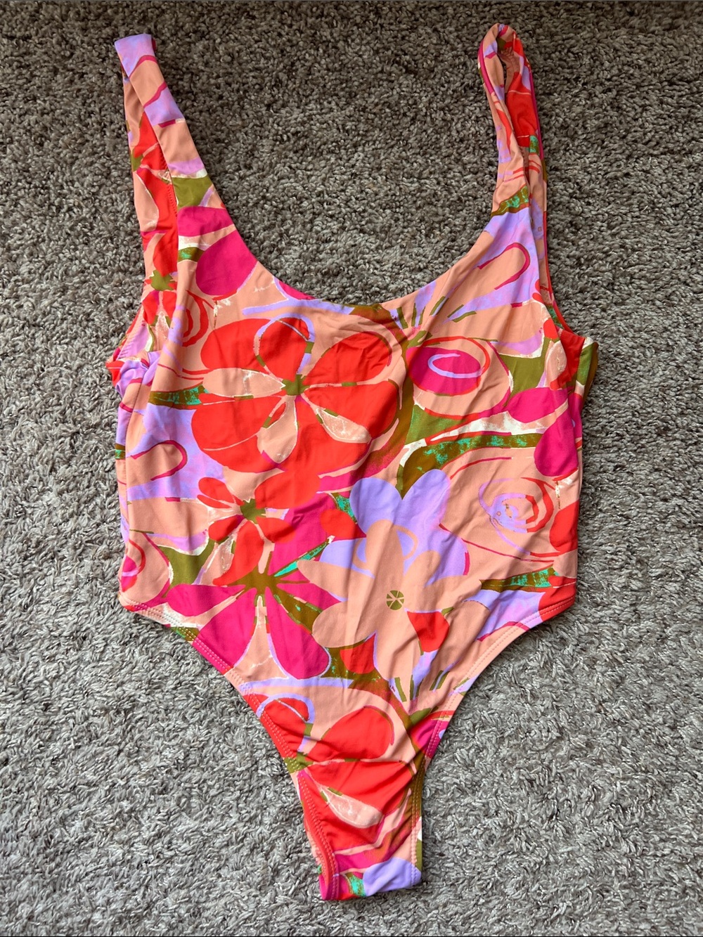 Women’s Floral One-Piece Swimsuit in Peach & Pink
